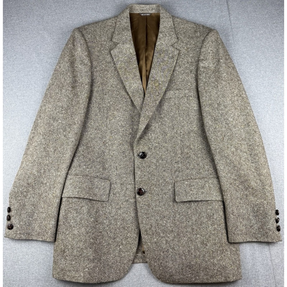 Vintage Worsted-Tex Wool Sport Coat Blazer Gray Brown Fleck USA 40R